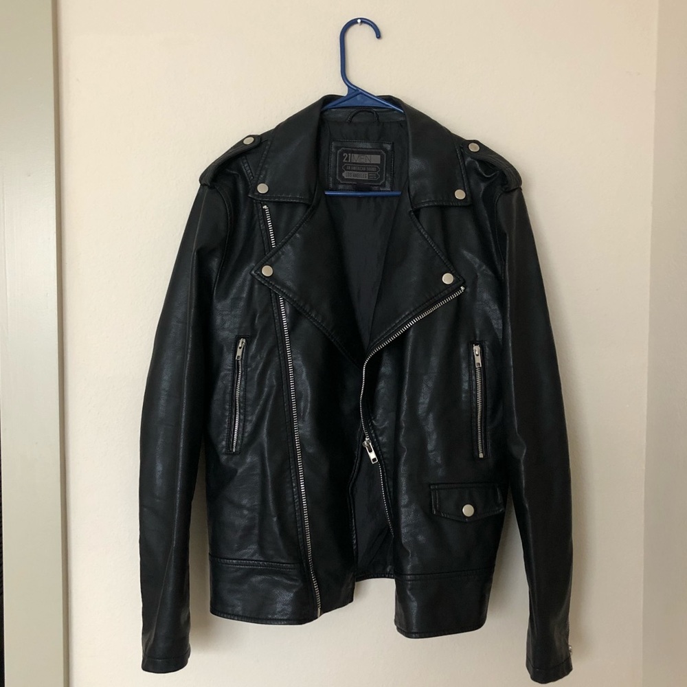 black leather jacket